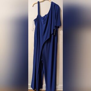 R&M Richards Asymmetrical Navy Jumpsuit